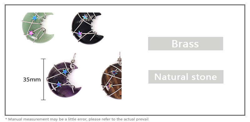 Various Customized Wholesale Star Moon Charm Necklace Pendant Rhodium Plated Moon Natural Stone Pendant For Jewelry Making