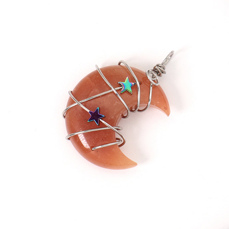 Various Customized Wholesale Star Moon Charm Necklace Pendant Rhodium Plated Moon Natural Stone Pendant For Jewelry Making
