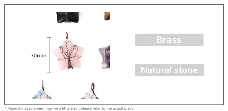 Healing Stone Star Charm Necklace Pendant Jewelry Wholesale Custom Diy Antique Copper Plated Energy Natural Stone Star Pendant
