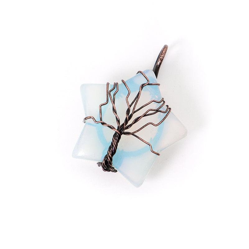 Healing Stone Star Charm Necklace Pendant Jewelry Wholesale Custom Diy Antique Copper Plated Energy Natural Stone Star Pendant