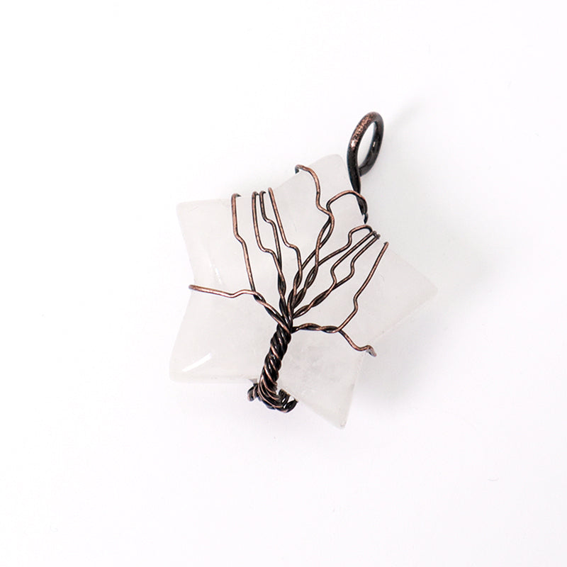 Healing Stone Star Charm Necklace Pendant Jewelry Wholesale Custom Diy Antique Copper Plated Energy Natural Stone Star Pendant
