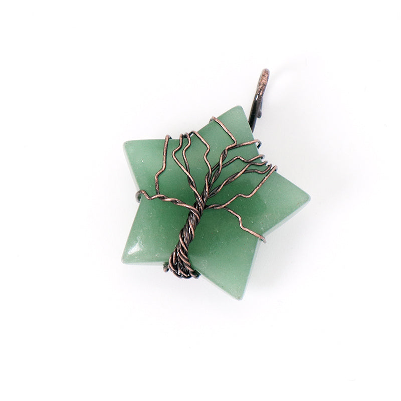 Healing Stone Star Charm Necklace Pendant Jewelry Wholesale Custom Diy Antique Copper Plated Energy Natural Stone Star Pendant