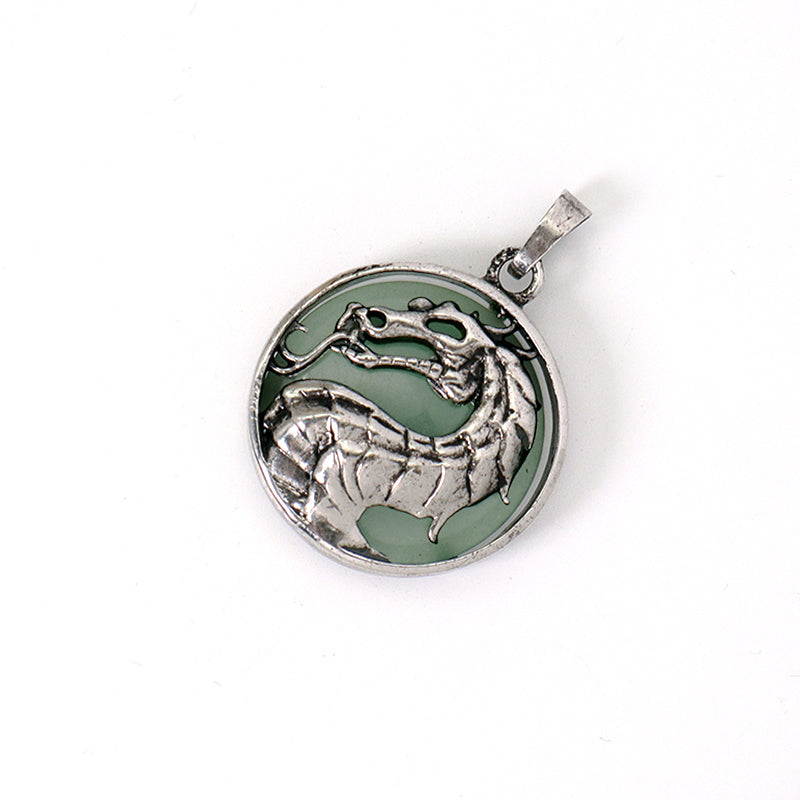Custom Wholesale Various Healing Stone Alloy Dragon Charm Pendant Jewelry Black Plated Natural Stone Dragon Pendant For Necklace