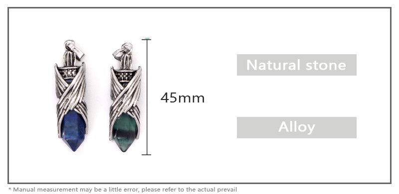 Wholesale Healing Stone Hexagonal Alloy Charm Necklace Pendant Black Plated Natural Stone Hexagon Pendant For Jewelry Making