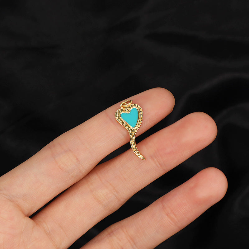 Newest Custom Manufacture Factory Wholesale Heart Charm Gold Plated Blue Enamel Love Heart Pendant Charms For Jewelry Making