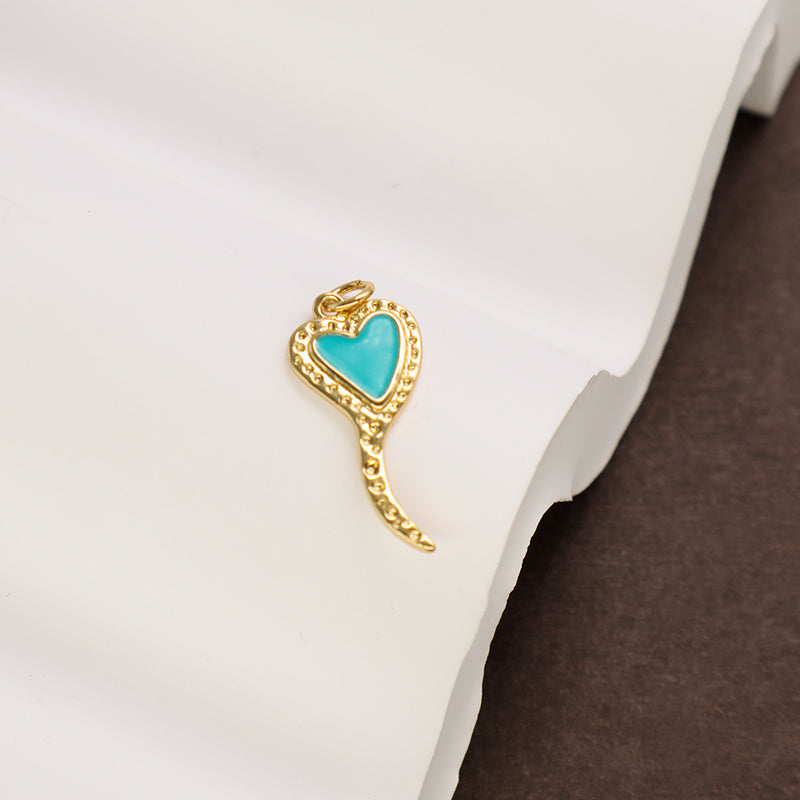 Newest Custom Manufacture Factory Wholesale Heart Charm Gold Plated Blue Enamel Love Heart Pendant Charms For Jewelry Making
