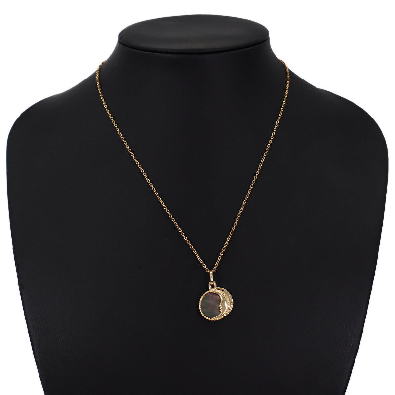DIY Moon Charm Pendant Jewelry Factory Wholesale Custom Trendy Women Two-sided Gold Plated Moon Sun Pearl Pendant For Necklace
