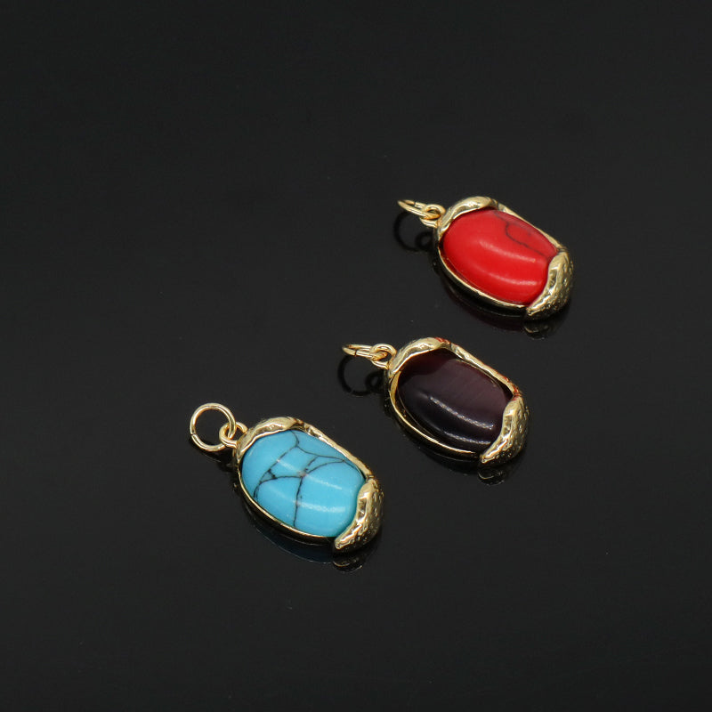 Hot Selling Newest Red Blue Purple Healing Stone Charm Necklace Pendant Gold Plated Natural Stone Pendant For Jewelry Making