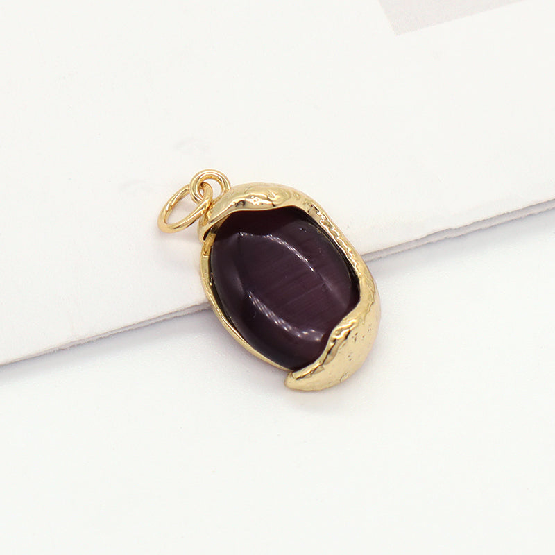 Hot Selling Newest Red Blue Purple Healing Stone Charm Necklace Pendant Gold Plated Natural Stone Pendant For Jewelry Making