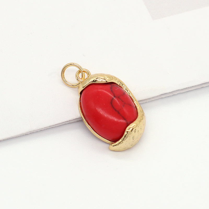 Hot Selling Newest Red Blue Purple Healing Stone Charm Necklace Pendant Gold Plated Natural Stone Pendant For Jewelry Making