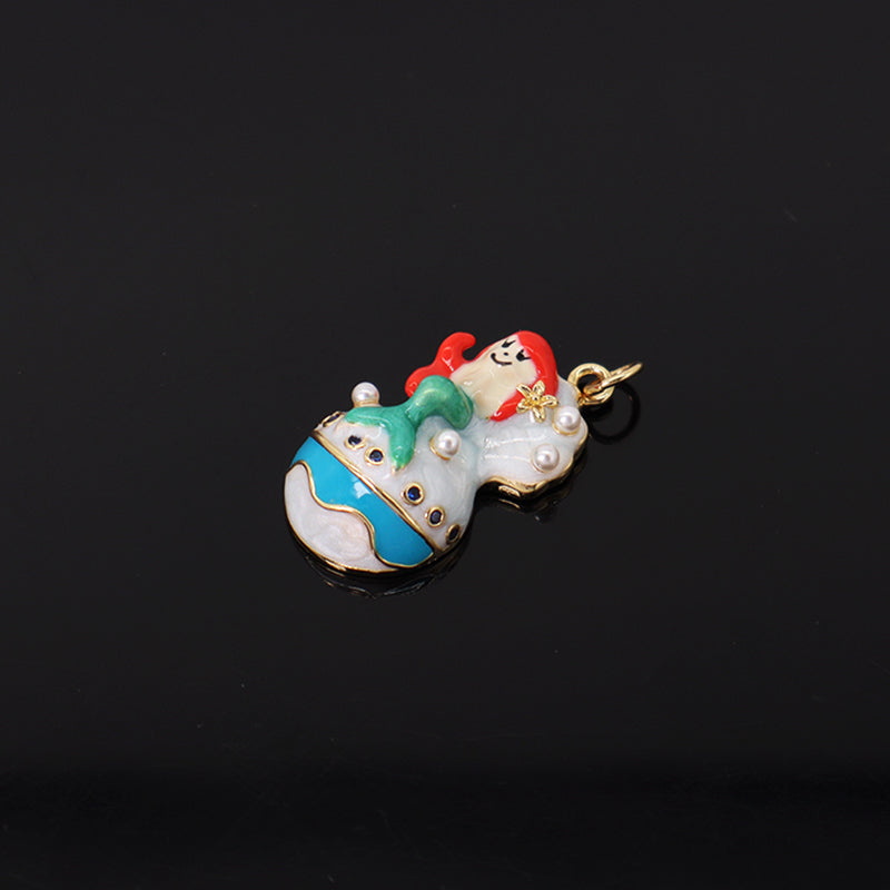 DIY Wholesale Dainty Gold Plated Mermaid Charm Jewelry Accessories Gift OEM Women Shell Enamel Mermaid Pendant For Necklace