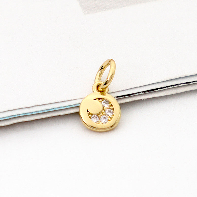DIY Wholesale Custom Manufacture Factory Charm Women Micro Pave CZ Gold Plated Round Waterdrop Pendant For Jewelry Accessories