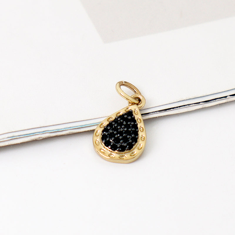 DIY Wholesale Custom Manufacture Factory Charm Women Micro Pave CZ Gold Plated Round Waterdrop Pendant For Jewelry Accessories