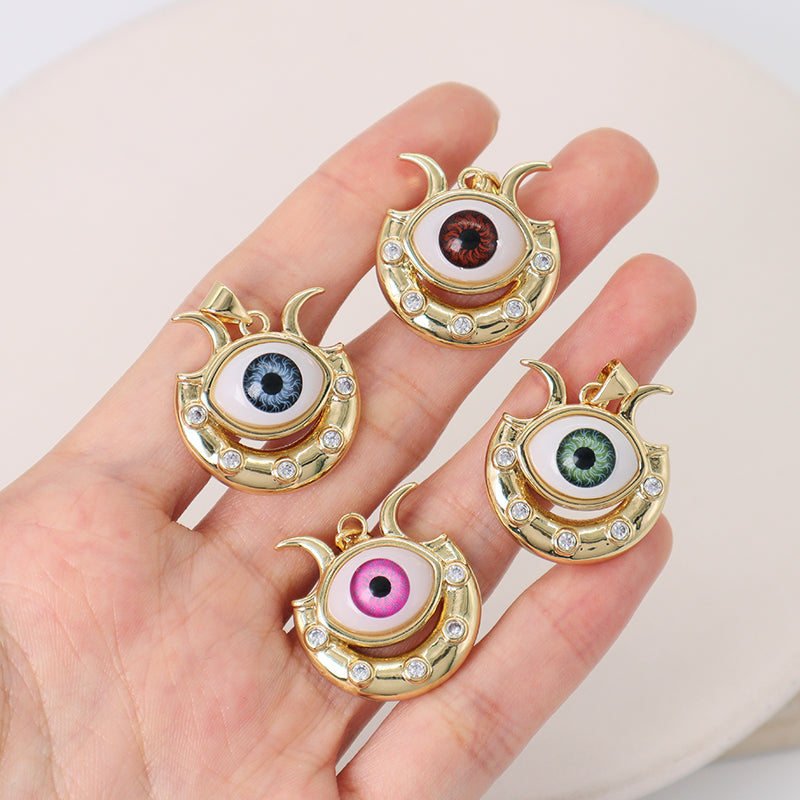 Wholesale Diy Custom Blue Green Brown Devil Eyes Pendant Charm Jewelry Women Turkish Evil Eyes Pendant Charms For Necklace