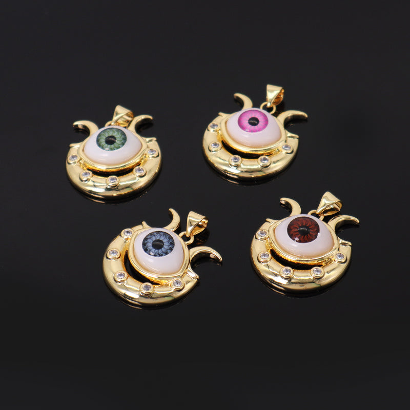 Wholesale Diy Custom Blue Green Brown Devil Eyes Pendant Charm Jewelry Women Turkish Evil Eyes Pendant Charms For Necklace