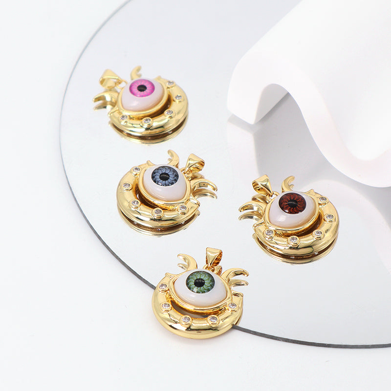 Wholesale Diy Custom Blue Green Brown Devil Eyes Pendant Charm Jewelry Women Turkish Evil Eyes Pendant Charms For Necklace