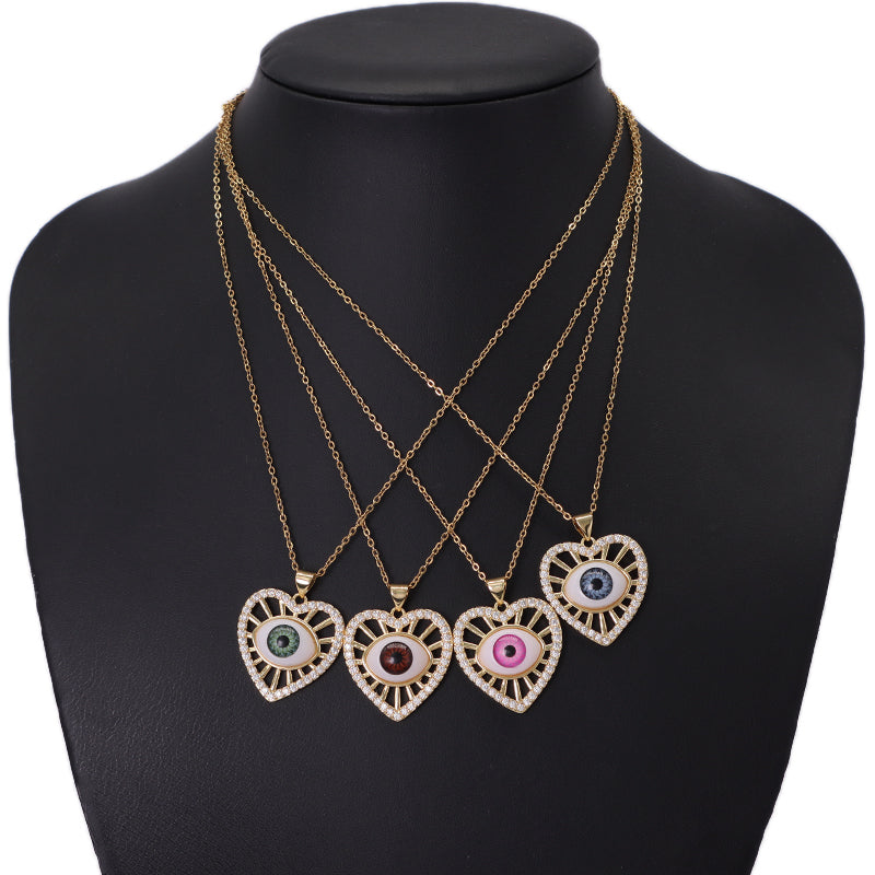 Wholesale Custom Trendy Woman Diy Blue Eyes Pendant Charm Gold Plated Heart Shape Turkish Evil Eyes Pendant For Jewelry Making