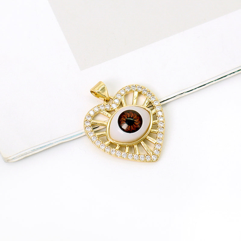 Wholesale Custom Trendy Woman Diy Blue Eyes Pendant Charm Gold Plated Heart Shape Turkish Evil Eyes Pendant For Jewelry Making