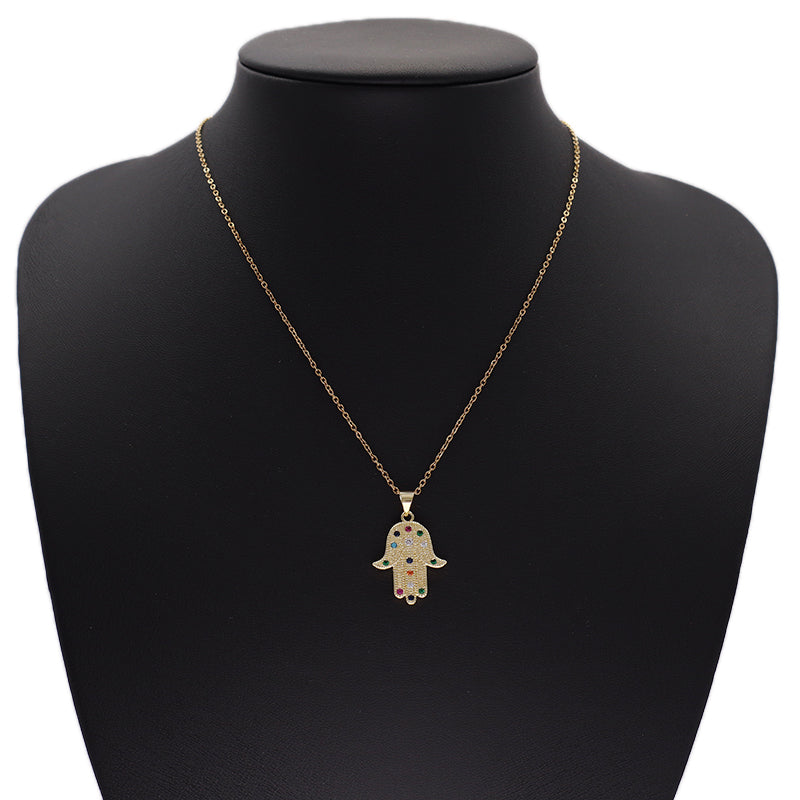 China Factory Wholesale DIY Custom Women Hand Charm Accessories Micro Pave CZ Gold Plated Hamsa Hand Pendant For Jewelry Making