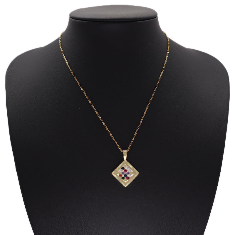 DIY Wholesale Custom Women Square Shape Charm Accessories Micro Pave CZ Gold Plated Square Pendant For Jewelry Making