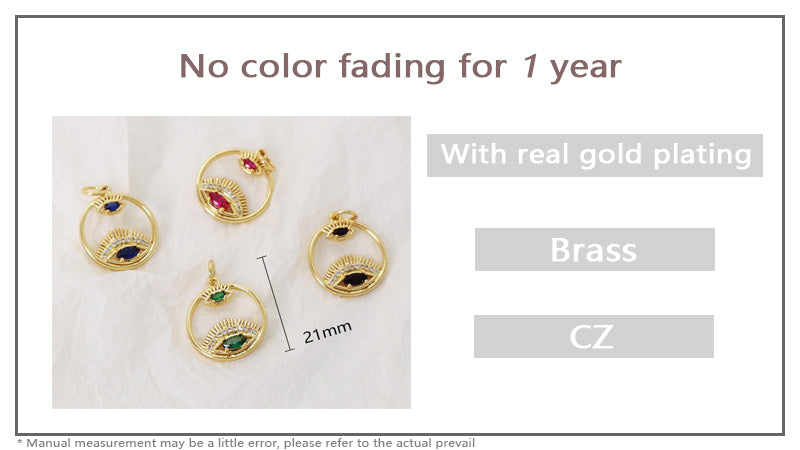 Diy Wholesale Custom Women Blue Red Green Black Eyes Pendant Charm CZ Gold Plated Turkish Evil Eyes Pendant For Necklace Making