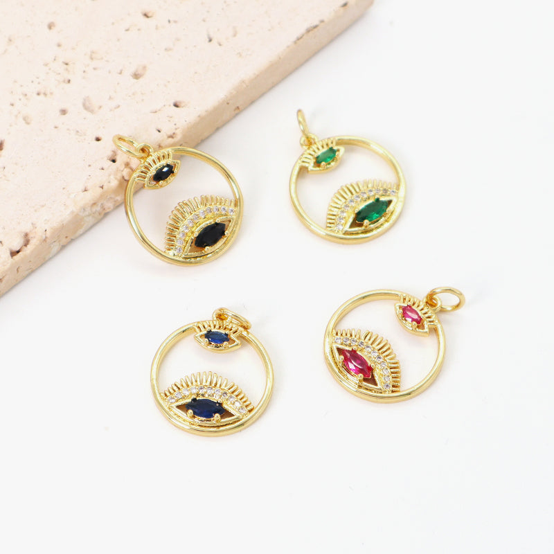 Diy Wholesale Custom Women Blue Red Green Black Eyes Pendant Charm CZ Gold Plated Turkish Evil Eyes Pendant For Necklace Making