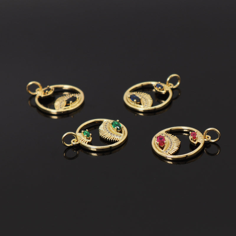 Diy Wholesale Custom Women Blue Red Green Black Eyes Pendant Charm CZ Gold Plated Turkish Evil Eyes Pendant For Necklace Making