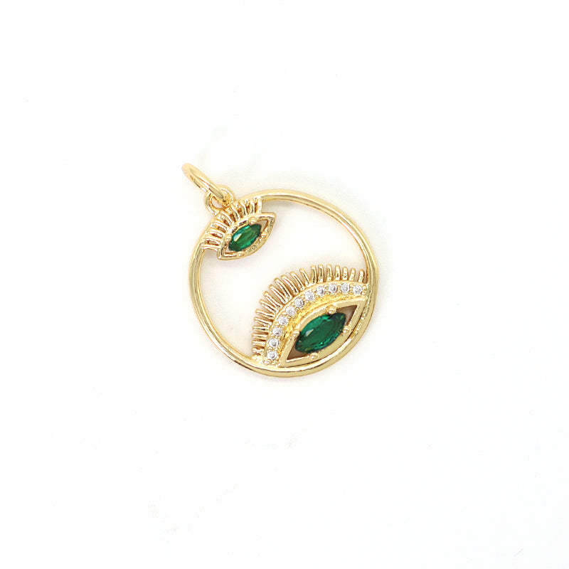 Diy Wholesale Custom Women Blue Red Green Black Eyes Pendant Charm CZ Gold Plated Turkish Evil Eyes Pendant For Necklace Making