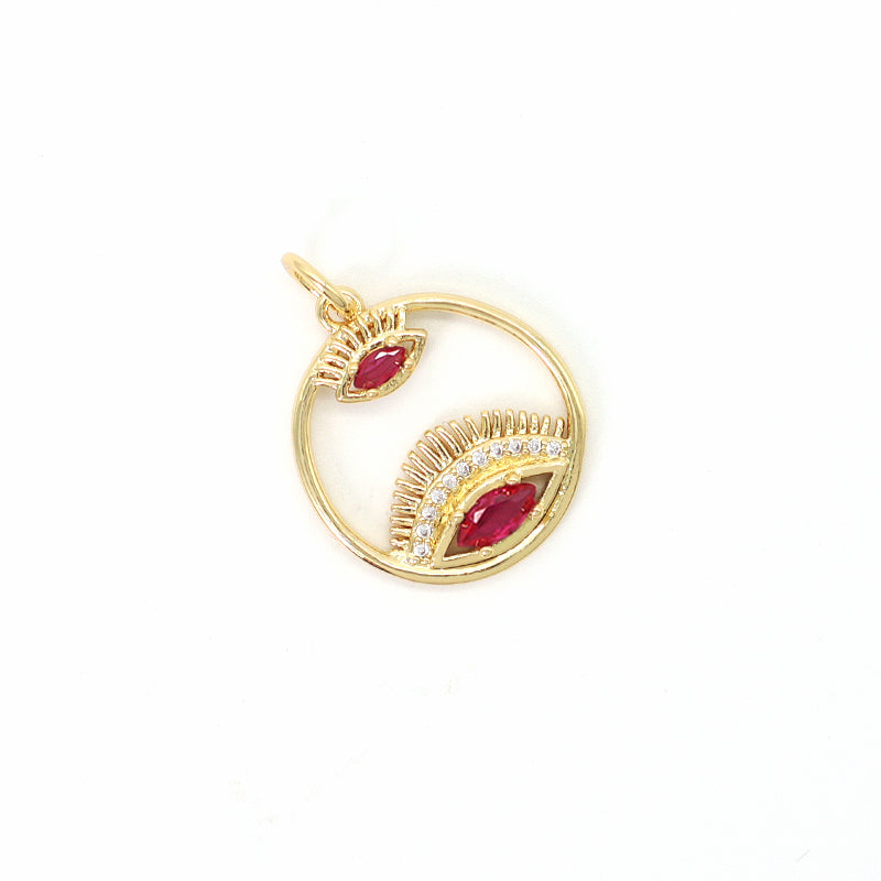 Diy Wholesale Custom Women Blue Red Green Black Eyes Pendant Charm CZ Gold Plated Turkish Evil Eyes Pendant For Necklace Making