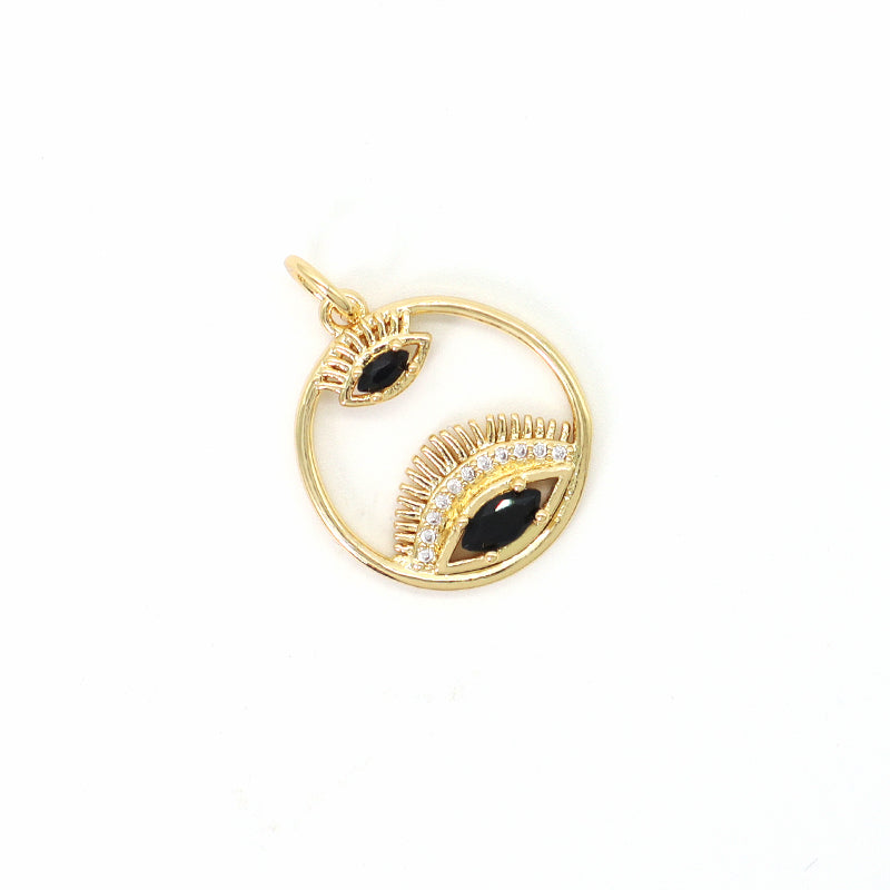 Diy Wholesale Custom Women Blue Red Green Black Eyes Pendant Charm CZ Gold Plated Turkish Evil Eyes Pendant For Necklace Making