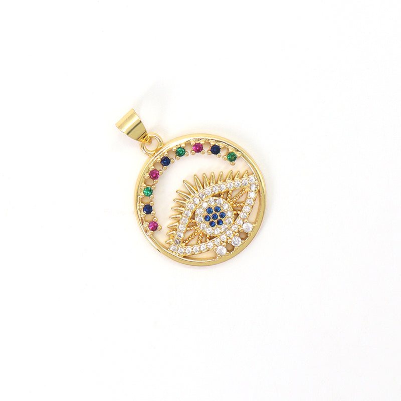 Diy Wholesale Custom Women Hand Eye Pendant Charm Jewelry CZ Gold Plated Turkish Evil Eyes Hamsa Hand Pendant For Necklace