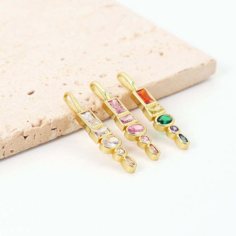 New Arrival Wholesale China Factory Customized DIY Charm Pendant Jewelry Gold Plated Colorful CZ Necklace Pendant For Women