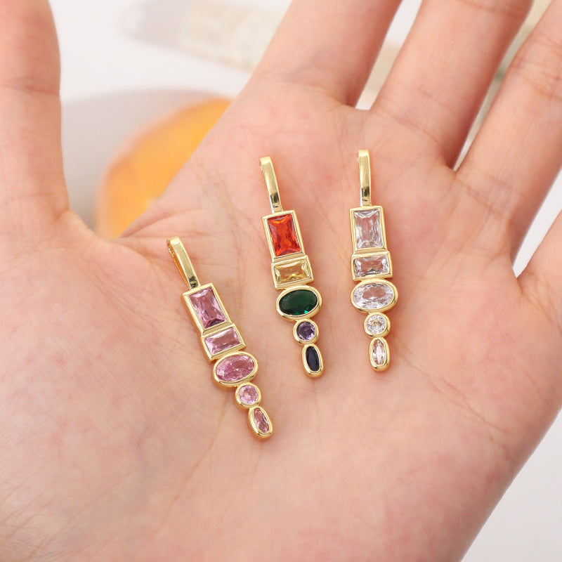 New Arrival Wholesale China Factory Customized DIY Charm Pendant Jewelry Gold Plated Colorful CZ Necklace Pendant For Women