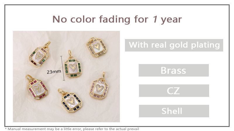 Various Color DIY China Factory Custom Shell Heart Charm Pendant Jewelry CZ Gold Plated Natural Shell Heart Pendant For Necklace