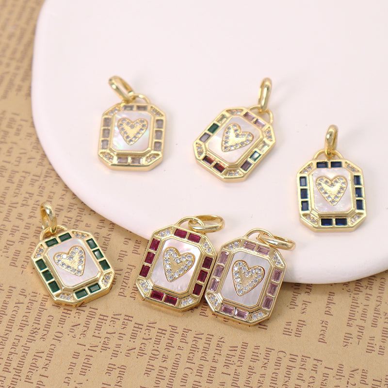 Various Color DIY China Factory Custom Shell Heart Charm Pendant Jewelry CZ Gold Plated Natural Shell Heart Pendant For Necklace