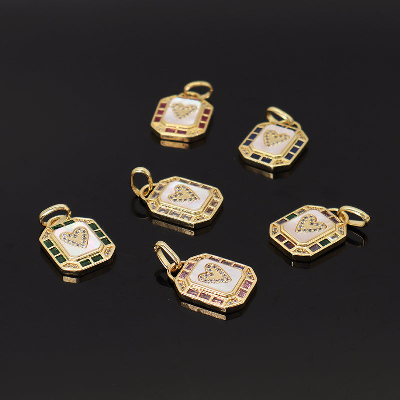 Various Color DIY China Factory Custom Shell Heart Charm Pendant Jewelry CZ Gold Plated Natural Shell Heart Pendant For Necklace