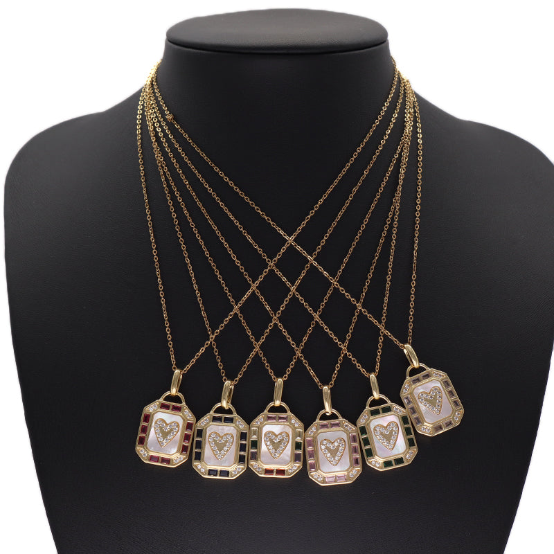 Various Color DIY China Factory Custom Shell Heart Charm Pendant Jewelry CZ Gold Plated Natural Shell Heart Pendant For Necklace