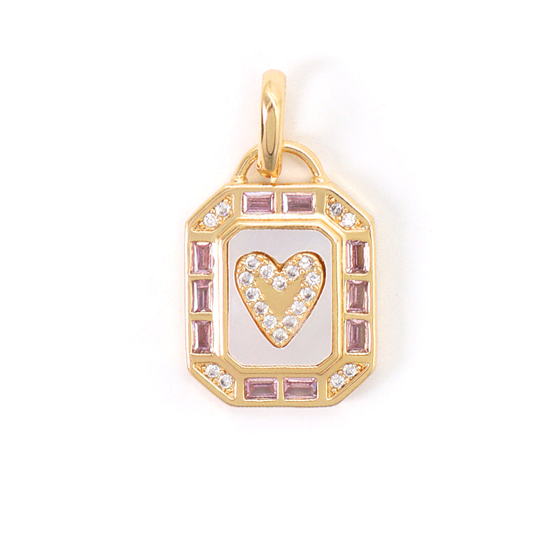 Various Color DIY China Factory Custom Shell Heart Charm Pendant Jewelry CZ Gold Plated Natural Shell Heart Pendant For Necklace