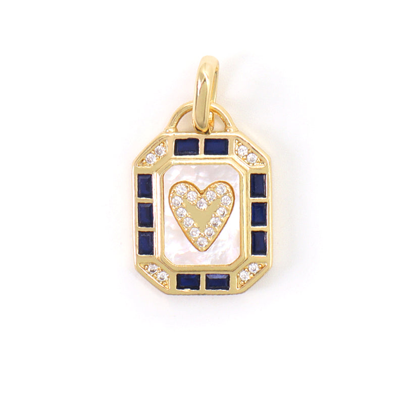 Various Color DIY China Factory Custom Shell Heart Charm Pendant Jewelry CZ Gold Plated Natural Shell Heart Pendant For Necklace