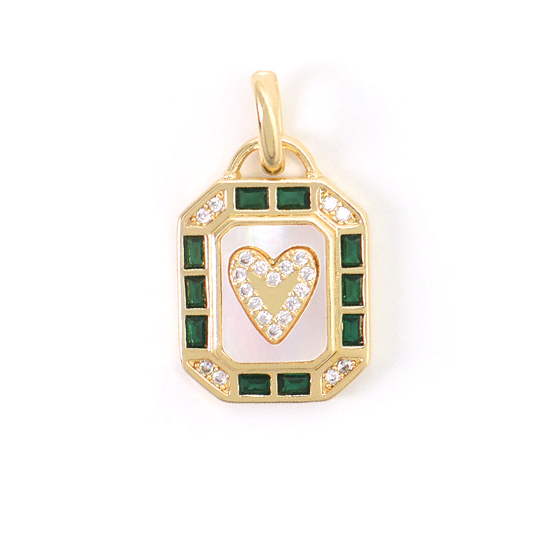 Various Color DIY China Factory Custom Shell Heart Charm Pendant Jewelry CZ Gold Plated Natural Shell Heart Pendant For Necklace