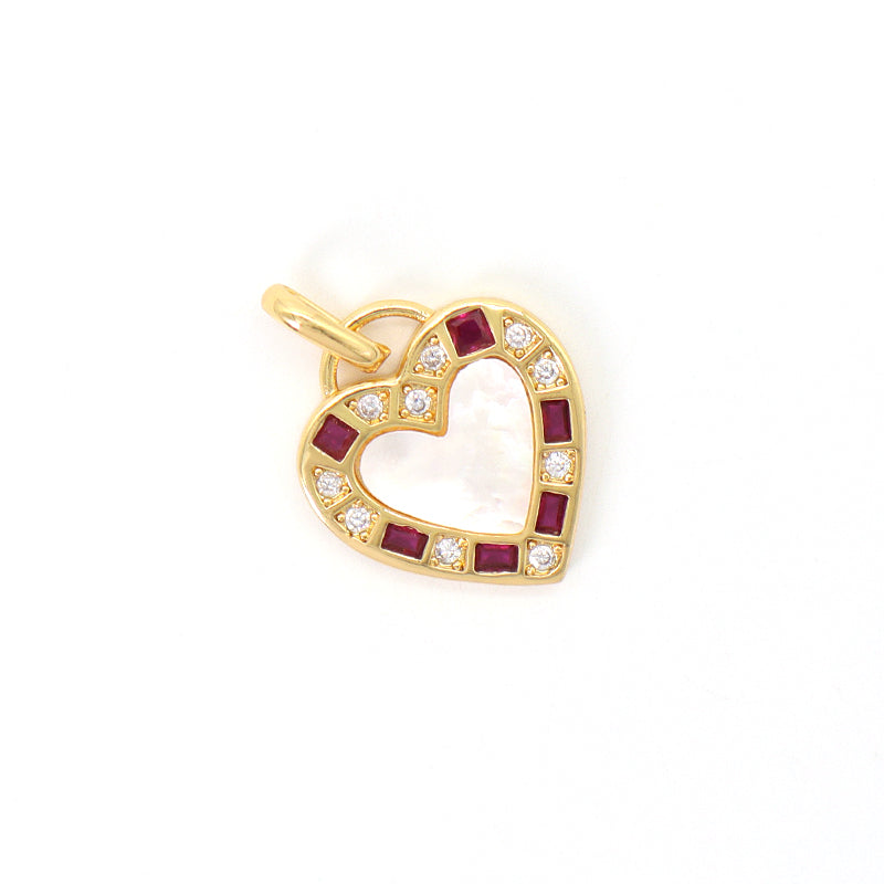 DIY Various Color Custom Shell Heart Shape Charm Pendant Jewelry CZ Gold Plated Natural Shell Heart Pendant For Necklace Making