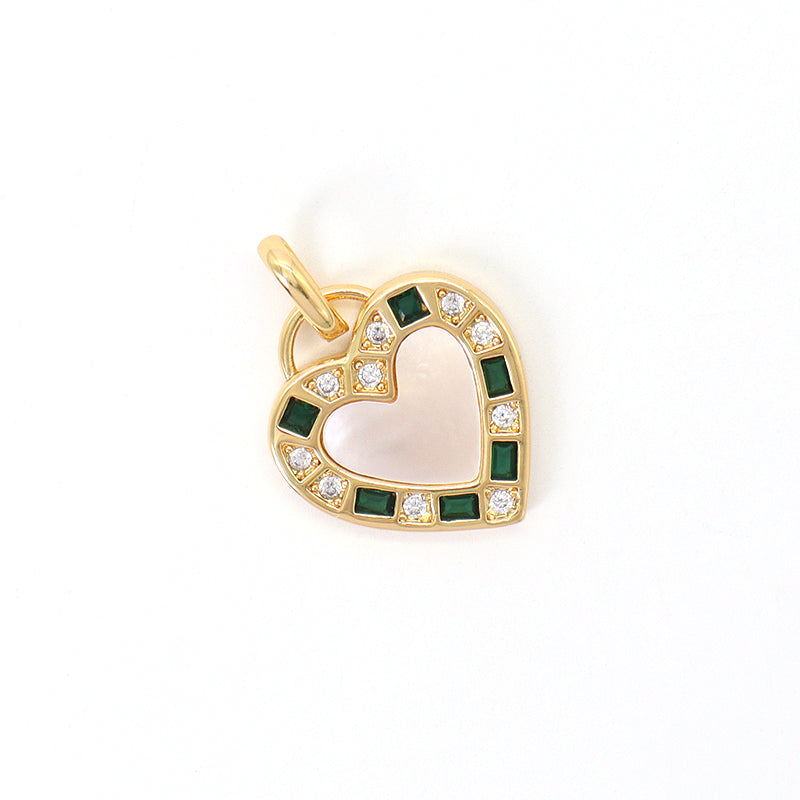 DIY Various Color Custom Shell Heart Shape Charm Pendant Jewelry CZ Gold Plated Natural Shell Heart Pendant For Necklace Making