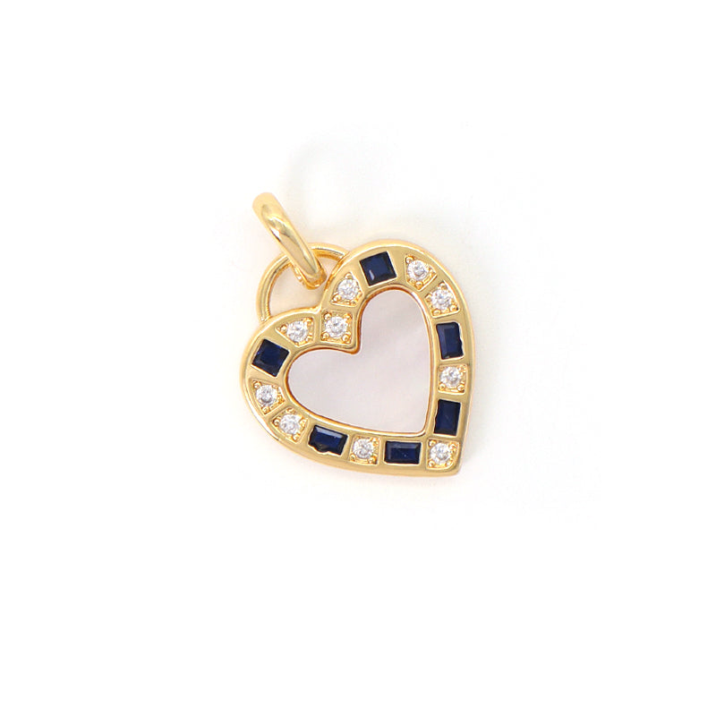 DIY Various Color Custom Shell Heart Shape Charm Pendant Jewelry CZ Gold Plated Natural Shell Heart Pendant For Necklace Making