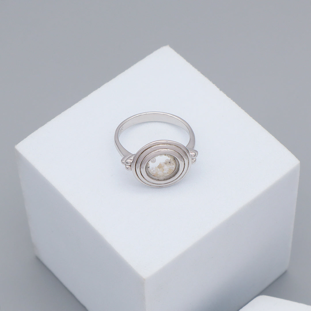 High Quality Wholesale New Fashion Manufacture China Factory Custom Round Glass Mirror CZ Rhodium Plated 925 Sterling Silver Ring For Women Gift