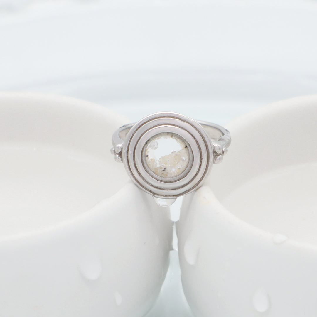 High Quality Wholesale New Fashion Manufacture China Factory Custom Round Glass Mirror CZ Rhodium Plated 925 Sterling Silver Ring For Women Gift