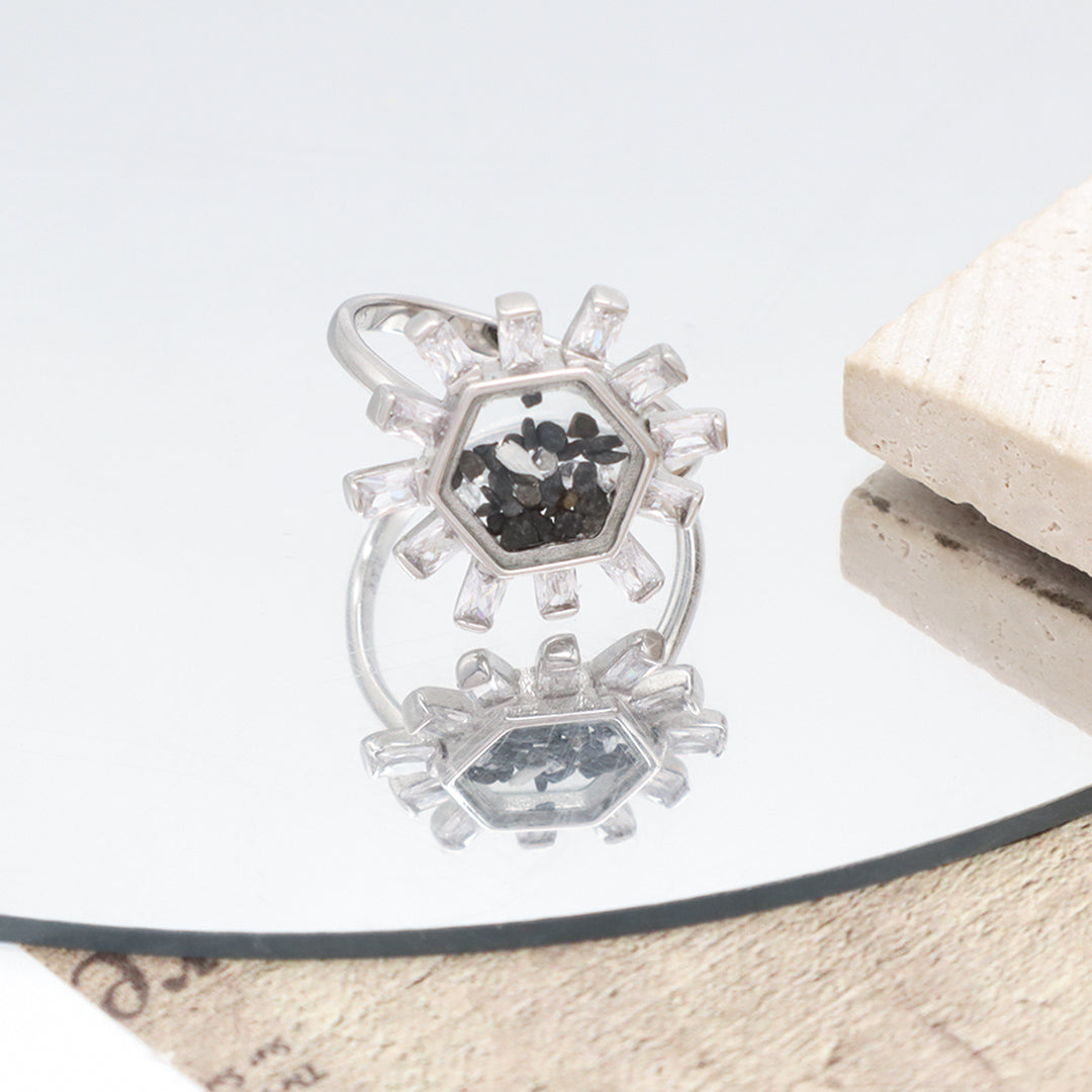 New Arrival Custom Good Quality Wholesale Manufacture China Factory CZ Round Glass Mirror Rhodium Plated 925 Sterling Silver Ring For Women Gift