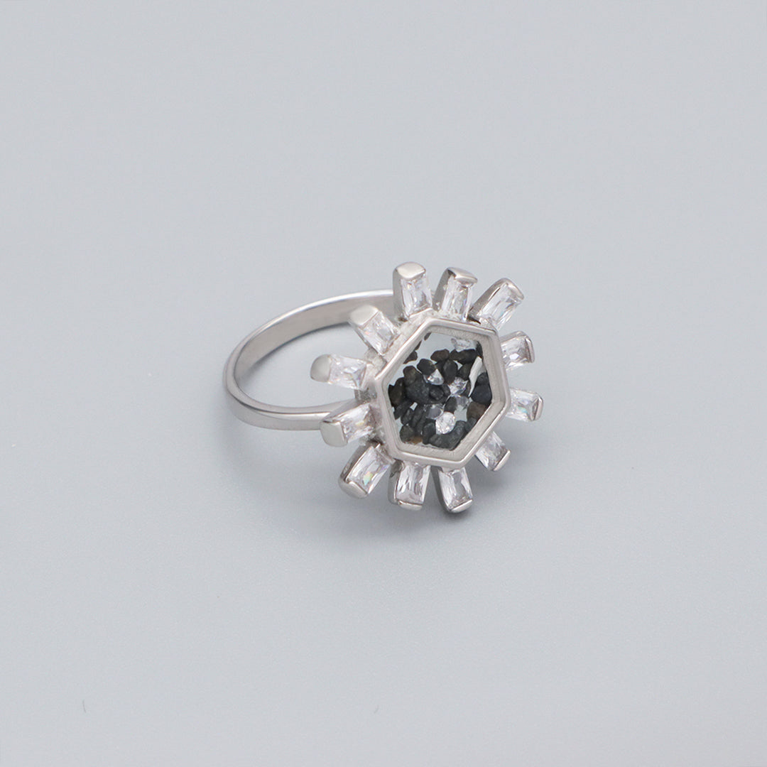 New Arrival Custom Good Quality Wholesale Manufacture China Factory CZ Round Glass Mirror Rhodium Plated 925 Sterling Silver Ring For Women Gift