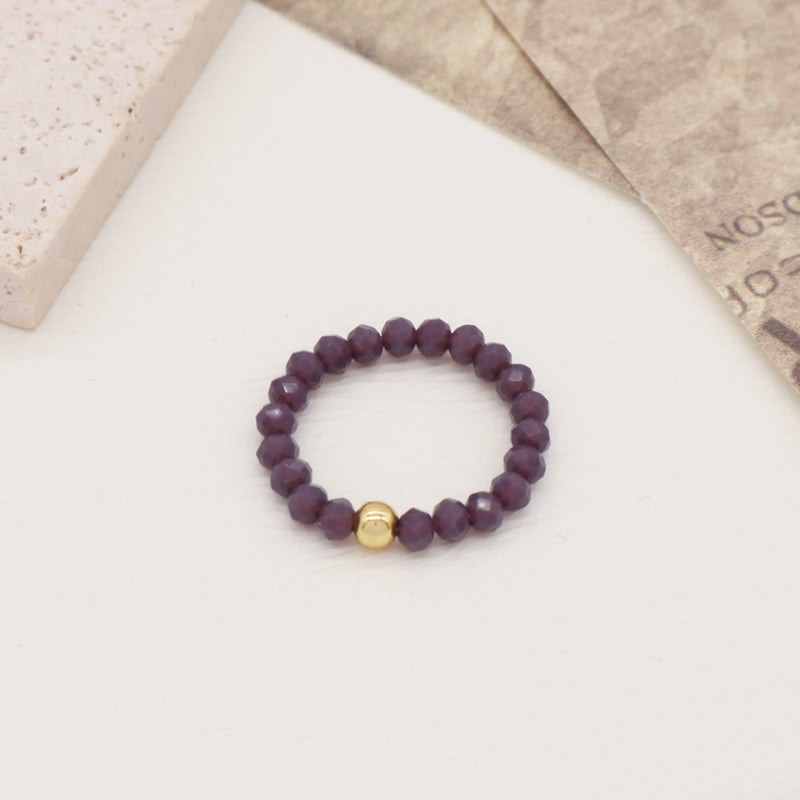 Newest Simple Design Fashion Custom Handmade Women OEM Gold Plated Small 3.5mm Sparkly Glass Crystal Elastic Beaded Ring Jewelry