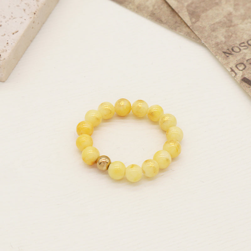 Custom Women Colorful Handmade Bohemia 5mm Natural Semi-precious Stone Gold Plated Elastic Gemstone Natural Stone Beaded Ring