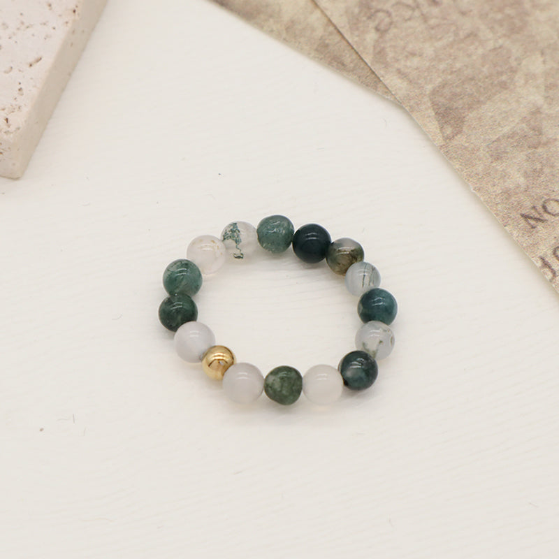 Custom Factory Men Women Fashion Natural Stone 5mm Gemstone Beads Ring Handmade Gold Plated Colorful Jade Beads Stretch Ring